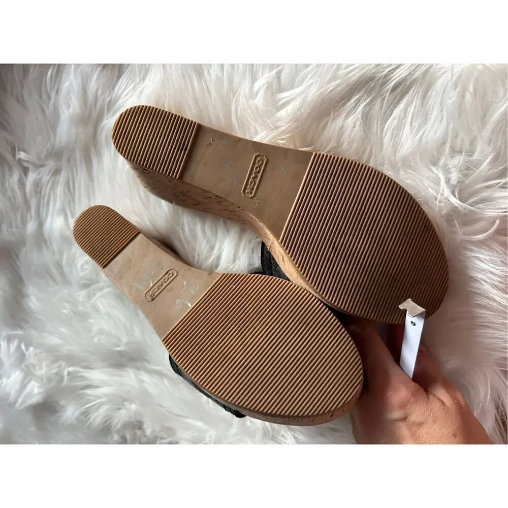 Coach Sandals Joan’s Size 6.5 Black And Tan - Picture 6 of 7